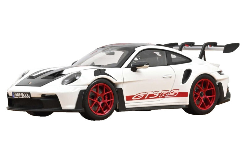 Porsche 911 992 GT3 RS Weissach Package White Pyro Red Norev 1:18 187373 Diecast