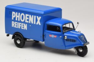 Tempo Hanseat 3-Wheeler Box Van Phoenix Blue Minichamps 1:18 180099040 Diecast - image 4 of 6