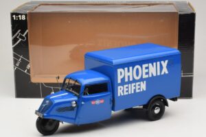 Tempo Hanseat 3-Wheeler Box Van Phoenix Blue Minichamps 1:18 180099040 Diecast - image 6 of 6