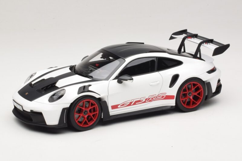 Porsche 911 992 GT3 RS Weissach Package White Pyro Red Norev 1:18 187373 Diecast