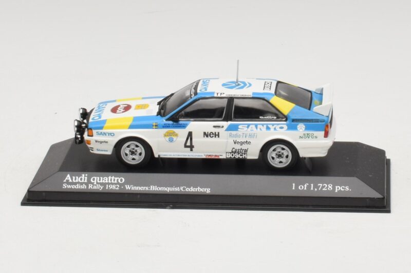 Audi Quattro #4 S. Blomqvist / B. Cederberg Rally Sweden Winner 1982 Minichamps 1:43 Audi Quattro #4 S. Blomqvist / B. Cederberg Rally Sweden Winner 1982 Minichamps 1:43 430821904 Diecast