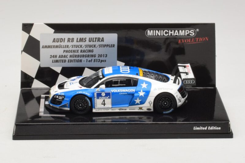 Audi R8 LMS Ultra #4 Phoenix Racing Ammermuller / H-J. Stuck 24 Hours of Nurburgring 2013 Minichamps 1:43 437131304 Diecast