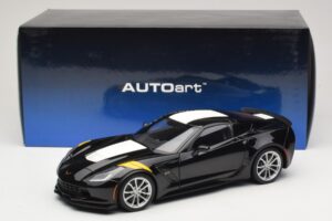 Chevrolet Corvette C7 Grand Sport Black with White Stripes AUTOart 1:18 71273 Composite - image 8 of 8