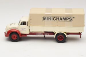 Magirus-Deutz S 7500 Jupiter Flatbed Truck White Red Minichamps 1:43 439141022 Diecast - image 3 of 6