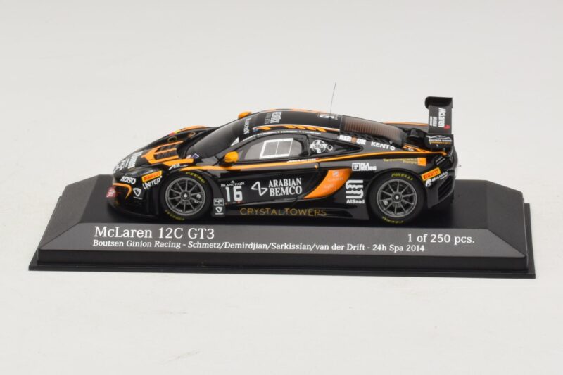 McLaren MP4-12C GT3 #16 Boutsen Racing Schmetz / Demirdjian 24 Hours of Spa 2014 Minichamps 1:43 McLaren MP4-12C GT3 #16 Boutsen Racing Schmetz / Demirdjian 24 Hours of Spa 2014 Minichamps 1:43 437141316 Diecast