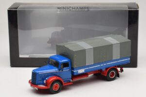 Mercedes L 315 Flatbed Truck Blue Red Minichamps 1:43 439034420 Diecast - image 6 of 6