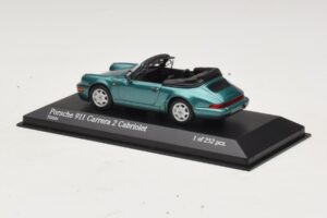 Porsche 911 964 Carrera 2 Cabriolet Turquoise Minichamps 1:43 430067332 Diecast - image 3 of 4