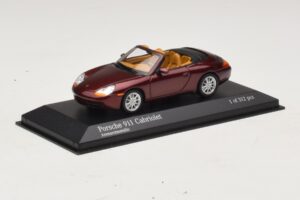 Porsche 911 996 Cabriolet Red Metallic Minichamps 1:43 400061092 Diecast - image 2 of 4