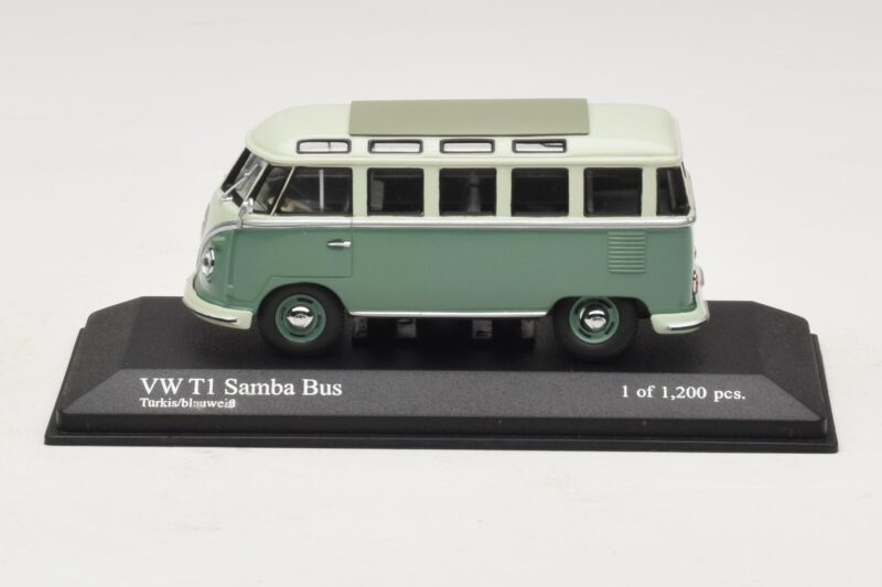 Volkswagen T1 Samba Bus Turquoise Blue White Minichamps 1:43 Volkswagen T1 Samba Bus Turquoise Blue White Minichamps 1:43 430052306 Diecast