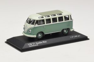 Volkswagen T1 Samba Bus Turquoise Blue White Minichamps 1:43 430052306 Diecast - image 2 of 4