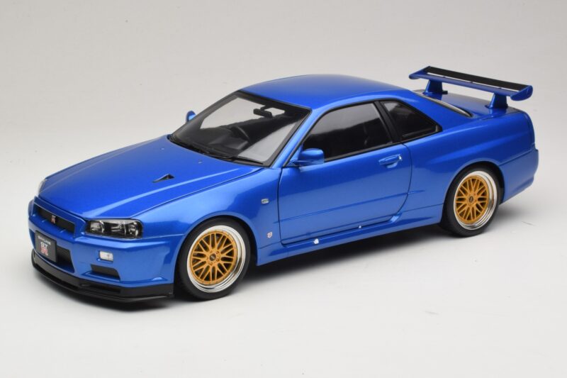 Nissan Skyline GT-R R34 V-Spec II Blue Metallic BBS Wheels KK-Scale 1:12 KKDC120211-2 Diecast