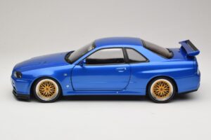 Nissan Skyline GT-R R34 V-Spec II Blue Metallic BBS Wheels KK-Scale 1:12 KKDC120211-2 Diecast - image 4 of 8