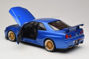 Nissan Skyline GT-R R34 V-Spec II Blue Metallic BBS Wheels KK-Scale 1:12 KKDC120211-2 Diecast - image 5 of 8