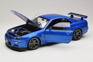 Nissan Skyline GT-R R34 V-Spec II Blue Metallic OEM Wheels KK-Scale 1:12 KKDC120211-1 Diecast - image 2 of 8