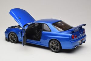 Nissan Skyline GT-R R34 V-Spec II Blue Metallic OEM Wheels KK-Scale 1:12 KKDC120211-1 Diecast - image 5 of 8
