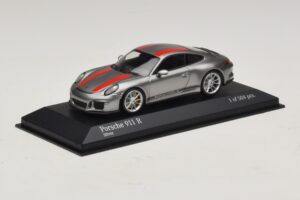 Porsche 911 991.1 R Silver With Orange Stripes Minichamps 1:43 410066222 Diecast - image 2 of 5