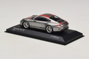 Porsche 911 991.1 R Silver With Orange Stripes Minichamps 1:43 410066222 Diecast - image 3 of 5