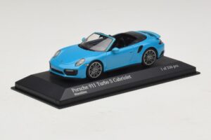 Porsche 911 991.1 Turbo S Cabriolet Blue Minichamps 1:43 410067182 Diecast - image 2 of 5