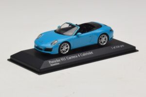 Porsche 911 991.2 Carrera 4 Cabriolet Blue Minichamps 1:43 410067232 Diecast - image 2 of 5