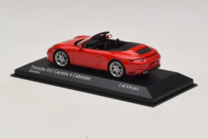 Porsche 911 991.2 Carrera 4 Cabriolet Red Minichamps 1:43 410067230 Diecast - image 3 of 5